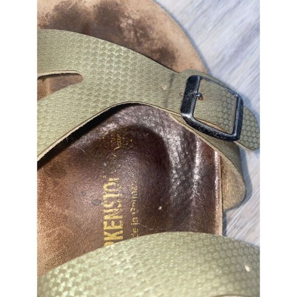 Birkenstock Leather Sandals Size 8W WoMens Green Color Double Buckle READ - Picture 5 of 14